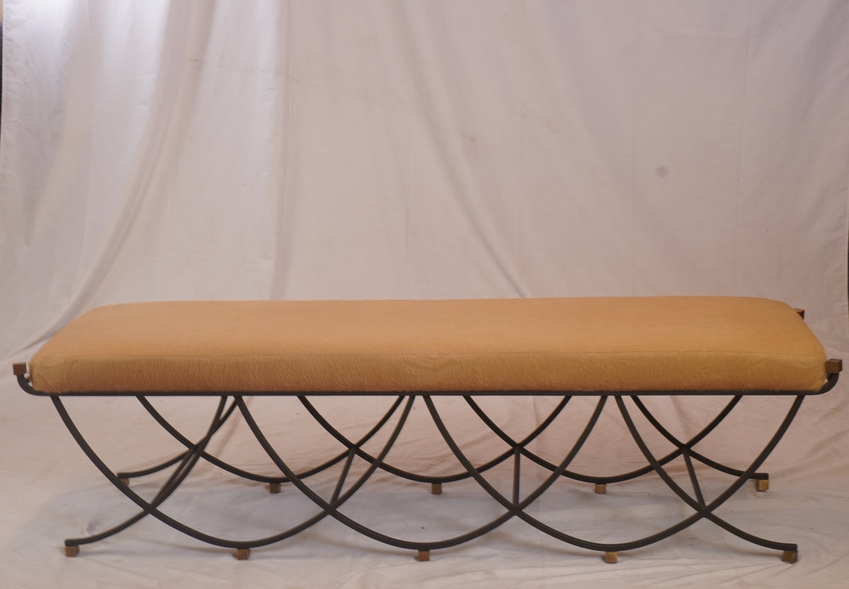 Arteriors Felice Iron Brass Alpaca Bench