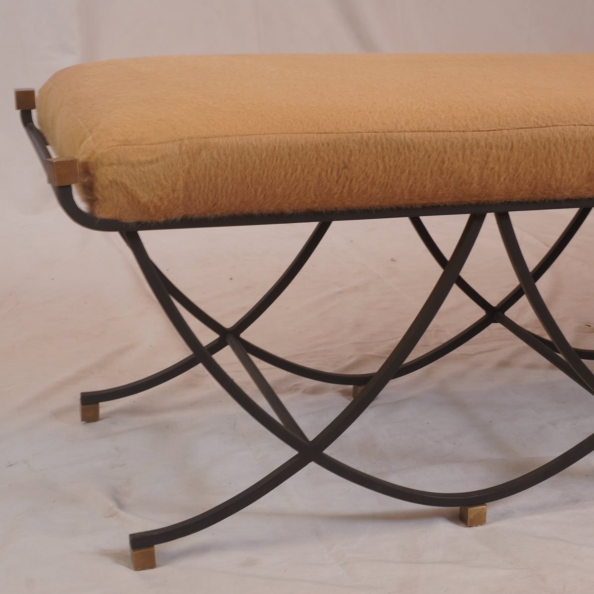 Arteriors Felice Iron Brass Alpaca Bench
