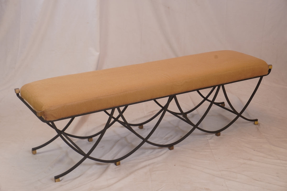 Arteriors Felice Iron Brass Alpaca Bench