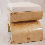 Matthew Izzo Home Biggs Burlwood Stool With Linen Cushions, Pair of