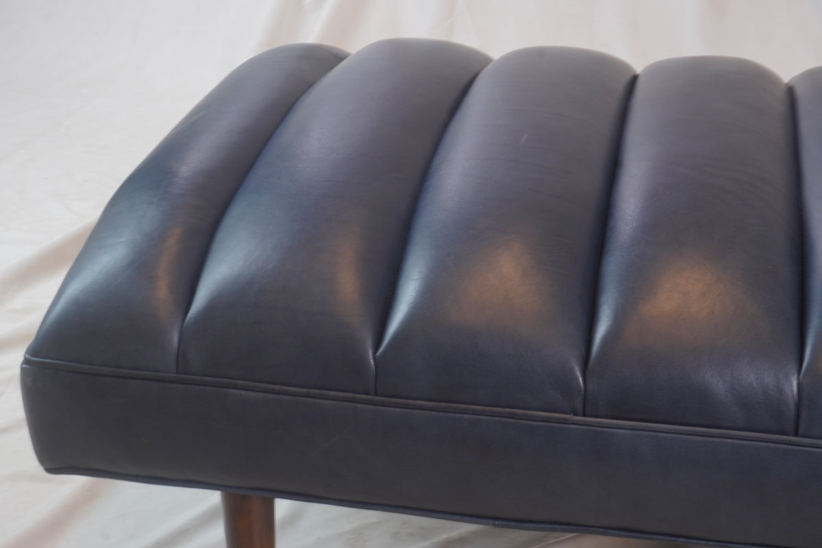 Arteriors Christophe Indigo Leather Refinery Bench