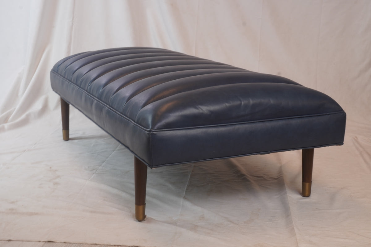 Arteriors Christophe Indigo Leather Refinery Bench