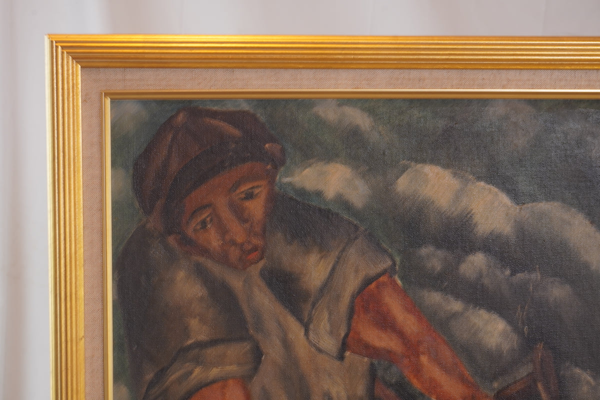 William Gropper Paddling Oil Painting