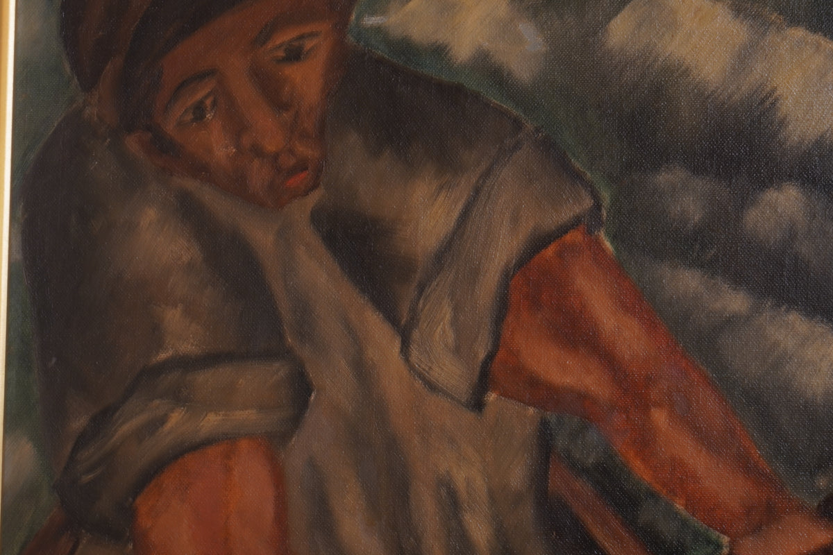 William Gropper Paddling Oil Painting