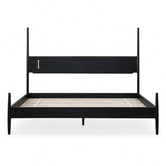 Dansk Handmade Ebonized Oak and Brass by Chris Earl King size Bed Frame