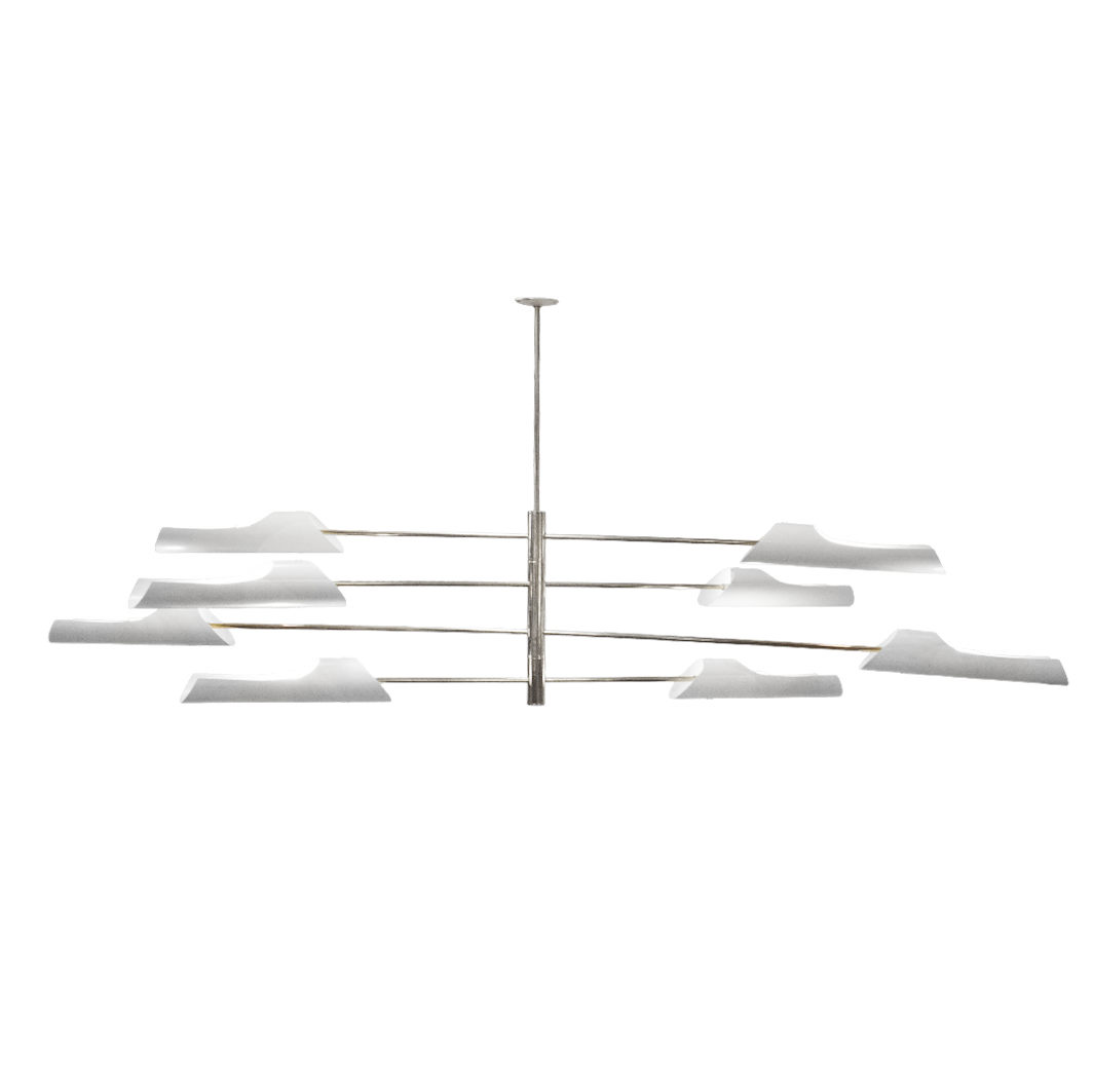 Rare David Weeks x Large Torroja Eight Light Tiered Pendant Light, Chandelier by Eduardo Torroja