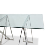 Vintage Modern Glass Drafting Table with Adjustable Sawhorse Legs