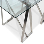 Vintage Modern Glass Drafting Table with Adjustable Sawhorse Legs