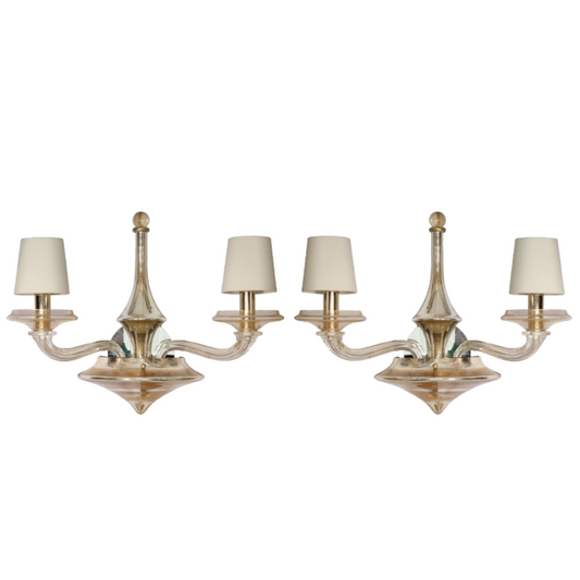 Vintage Donghia Italian Murano Stellare Hand-Blown with Gold Dust Wall Sconces, Pair of