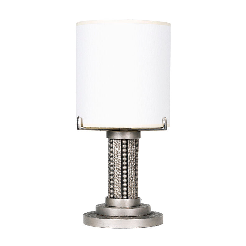 Pair of Petite French Art Deco Hammered Silver Table Lamps C1940s