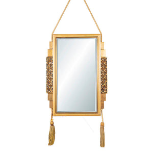 Art Deco Hand Carved Hanging Mirror with Tassels Attributed to Maurice Jallot