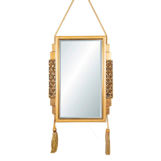 Art Deco Hand Carved Hanging Mirror with Tassels Attributed to Maurice Jallot