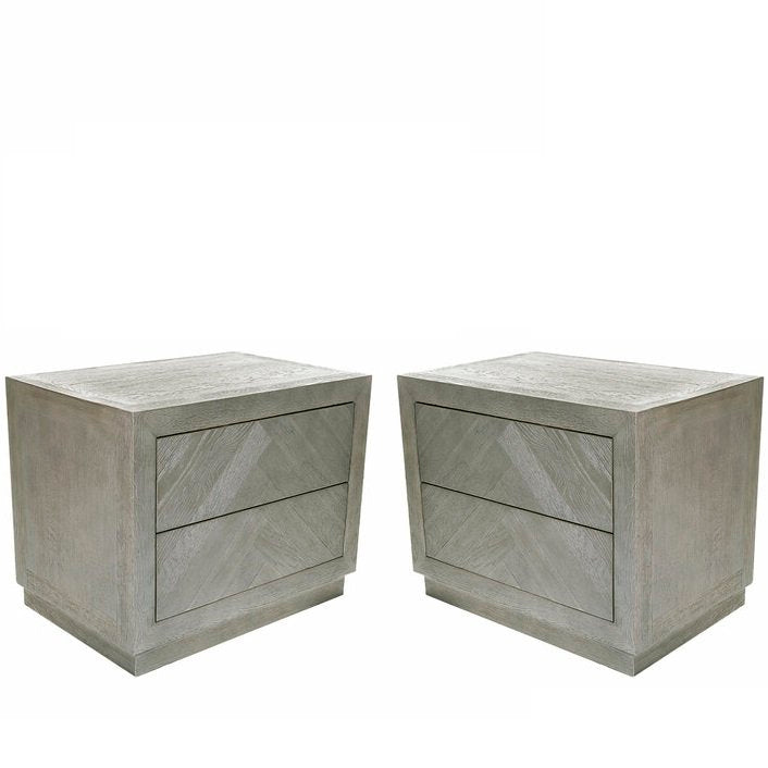 Pair of RH Herringbone Closed Nightstands