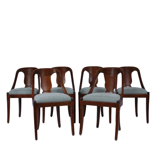 Empire Style Gondola Mahogany Dining Chairs with French Polish, Set of 6