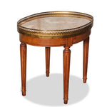 Pair of Antique French Louis XVI Style Bouillotte Table with Marble Top and Brass Gallery