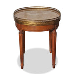 Pair of Antique French Louis XVI Style Bouillotte Table with Marble Top and Brass Gallery