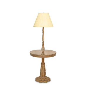 French Victorian Style Brass and Wood Hand Carved Lamp Side Table