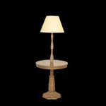 French Victorian Style Brass and Wood Hand Carved Lamp Side Table