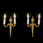 Luminaire d'Art French Empire Louis XVI Style Double Arm Cast Brass Sconces, Pair of