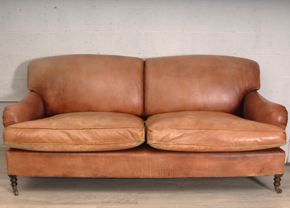 George Smith Scroll Arm Leather Sofa