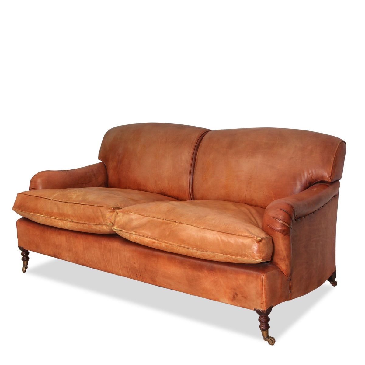 George Smith Scroll Arm Leather Sofa
