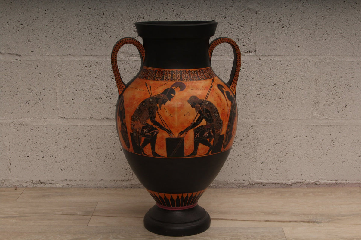 Greek Handmade Pottery Achilles Ajax Playing Pessous