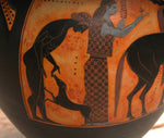 Greek Handmade Pottery Achilles Ajax Playing Pessous