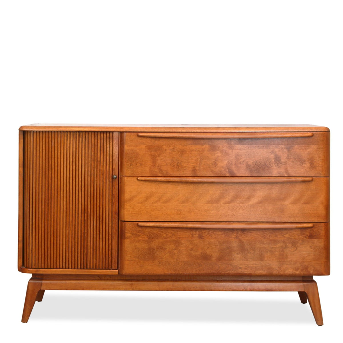 Heywood-Wakefield Credenza Cabinet with Tambour Door and Drawers
