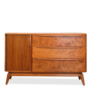 Heywood-Wakefield Credenza Cabinet with Tambour Door and Drawers