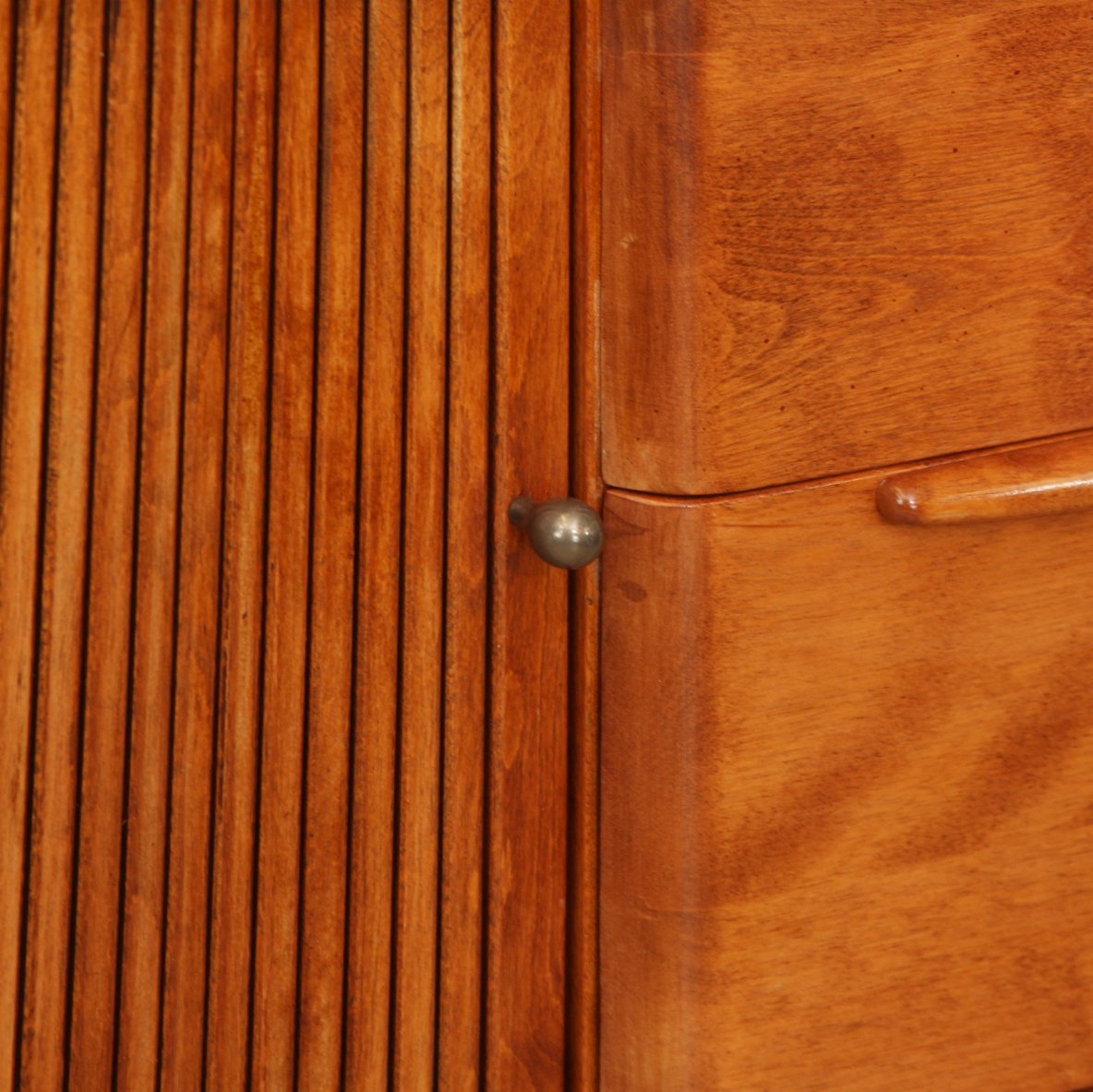 Heywood-Wakefield Credenza Cabinet with Tambour Door and Drawers