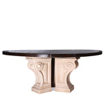 Vintage Michael Taylor Round Walnut Top Dining Table on a Cast Stone Base