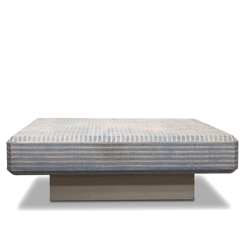 Karl Springer Square Plinth Coffee Table with Grass Cloth C1970s