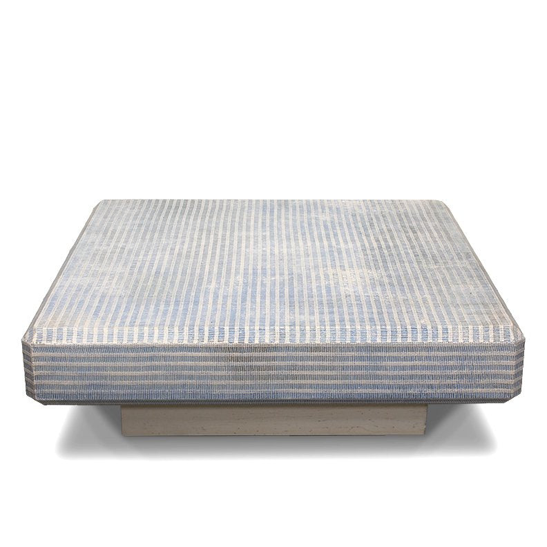 Karl Springer Square Plinth Coffee Table with Grass Cloth C1970s