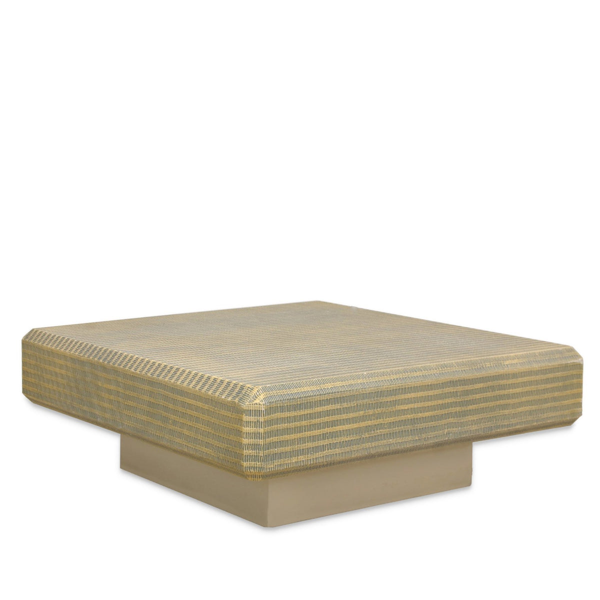 Karl Springer Square Plinth Coffee Table with Grass Cloth C1970s