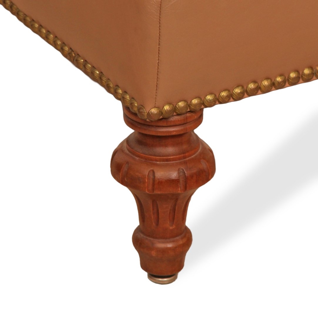 Charles London Leather Armchair and Ottoman