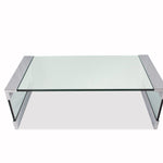 Vintage Leon Rosen Nickel and Glass Waterfall Coffee Table for Pace