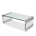 Vintage Leon Rosen Nickel and Glass Waterfall Coffee Table for Pace