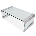Vintage Leon Rosen Nickel and Glass Waterfall Coffee Table for Pace