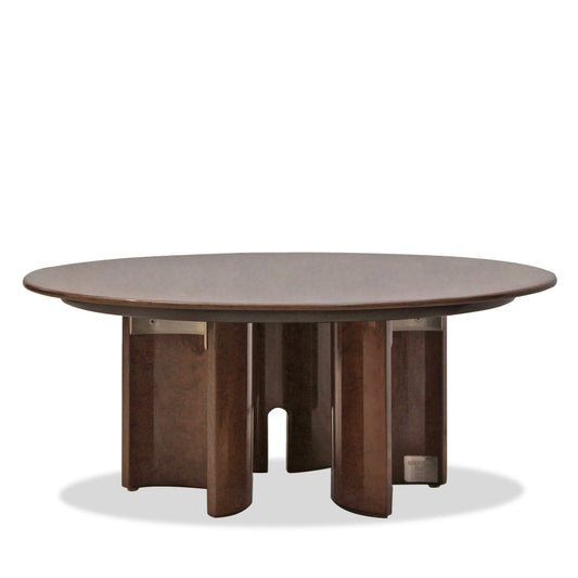 Italian Saporiti Round Birdseye Maple Coffee Table By Giovanni Offredi