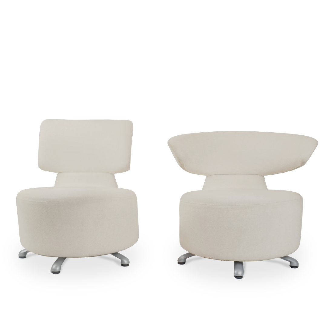 Italian Cassina Aki and Biki Swivel Armchairs by Toshiyuki Kita, Set of