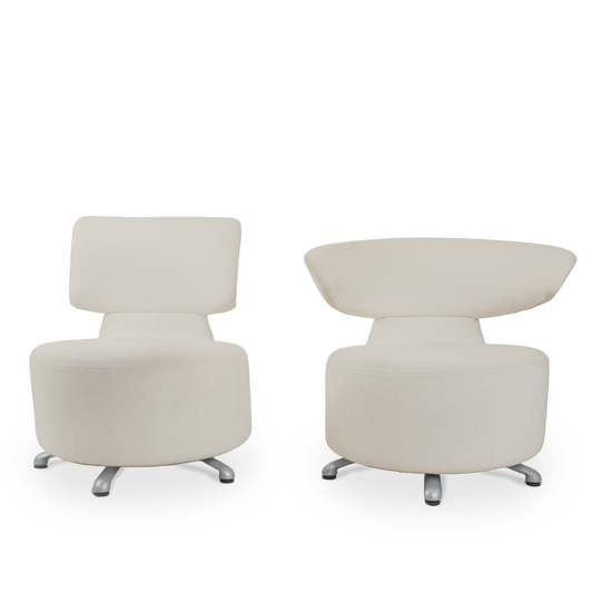 Italian Cassina Aki and Biki Swivel Armchairs by Toshiyuki Kita, Set of