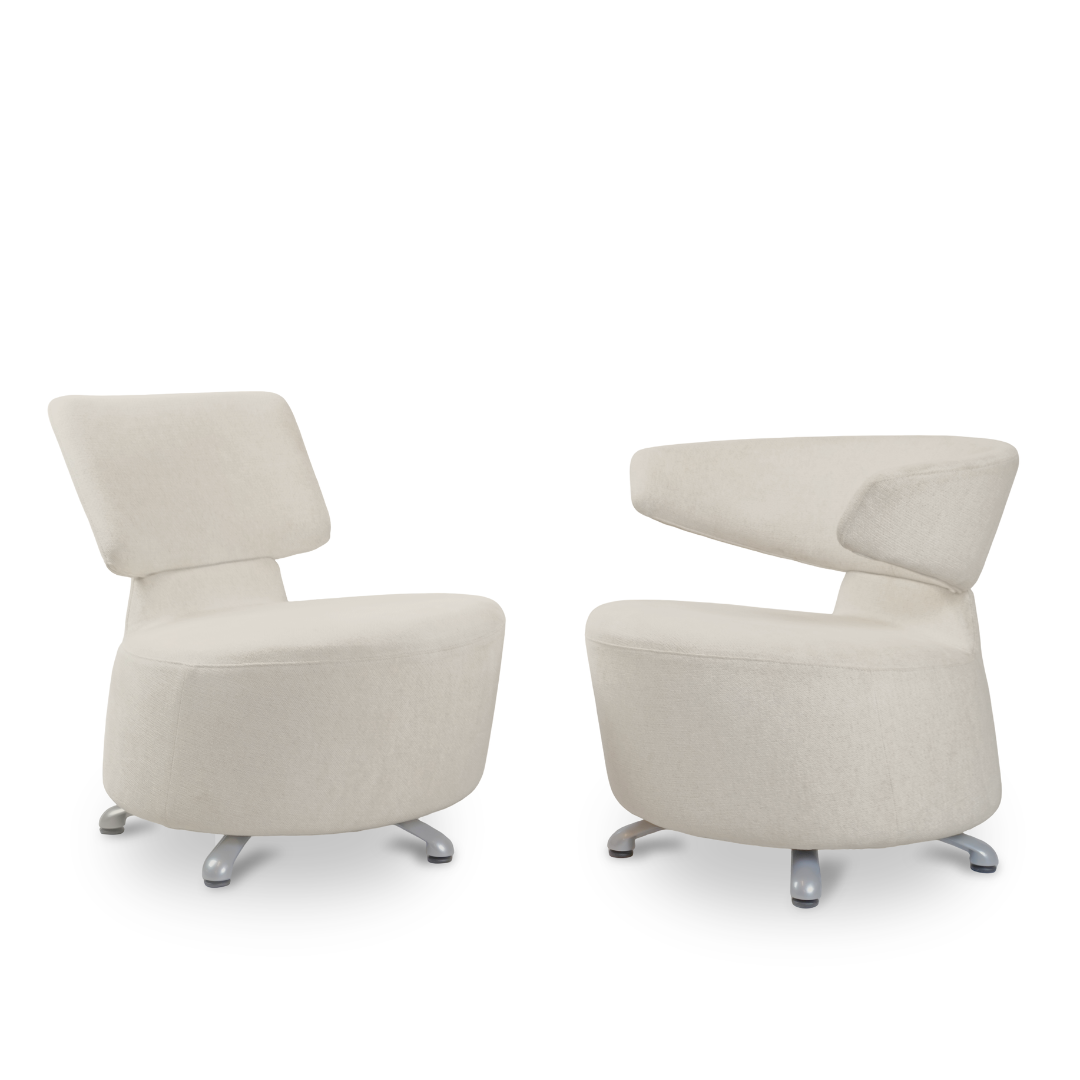 Italian Cassina Aki and Biki Swivel Armchairs by Toshiyuki Kita, Set of