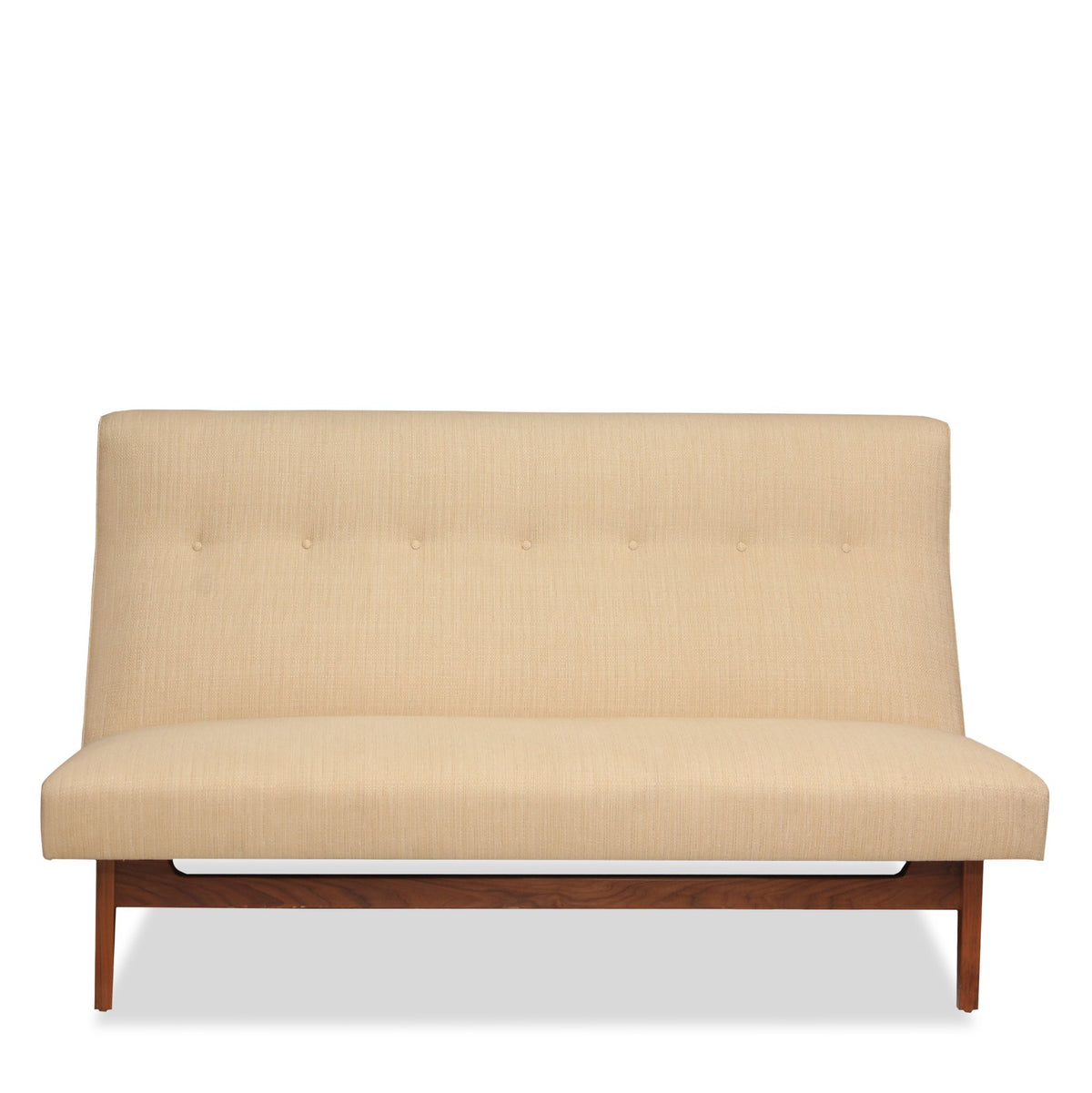 Jens Risom Floating Three-Seat Walnut Sofa in Walnut Cradle Frames with NEW Upholstery