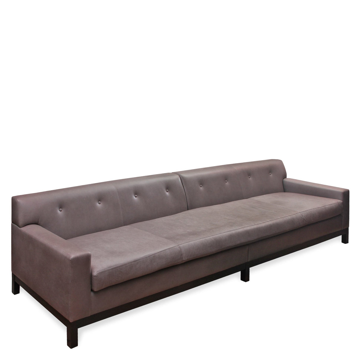 MCM Edward Wormley Style Tufted Back Leather Sofa