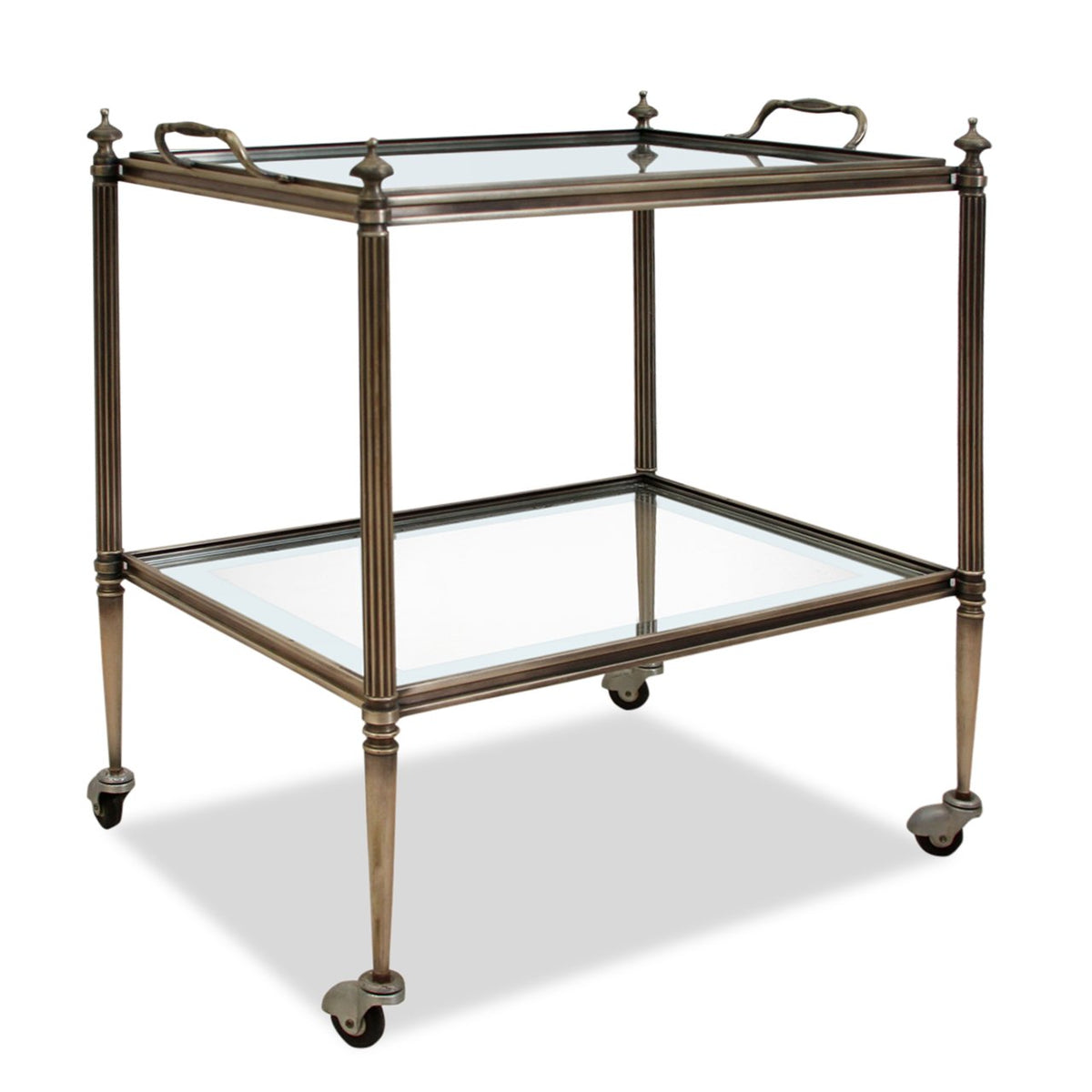 Vintage Maison Jansen Hollywood Regency Silvered Bar Trolley Side Table