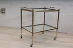 Vintage Maison Jansen Hollywood Regency Silvered Bar Trolley Side Table