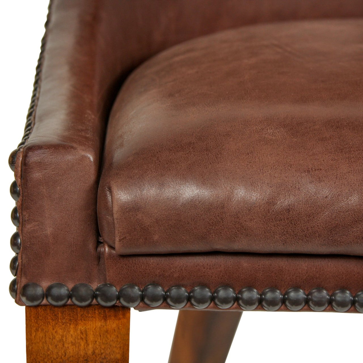 Mason-Art Spoon Chair Upholstered in Brown Leather