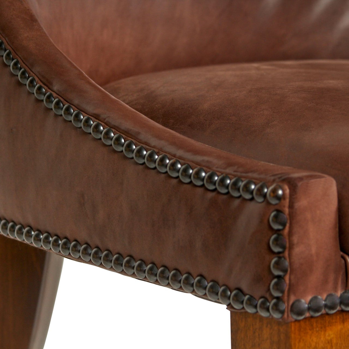 Mason-Art Spoon Chair Upholstered in Brown Leather