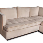 Mason-Art 7016 2pc Sectional Sofa Upholstered in Nobilis Cotton Velvet with Edelman Leather Piping