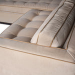 Mason-Art 7016 2pc Sectional Sofa Upholstered in Nobilis Cotton Velvet with Edelman Leather Piping